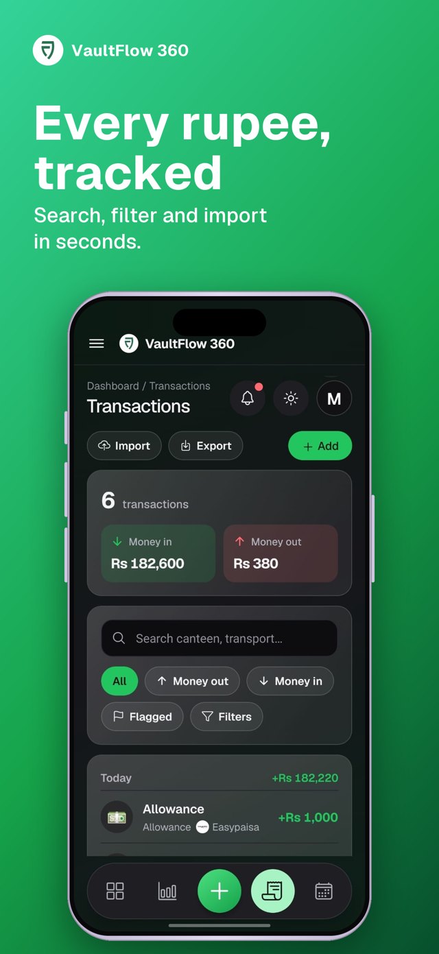 VaultFlow 360 transactions